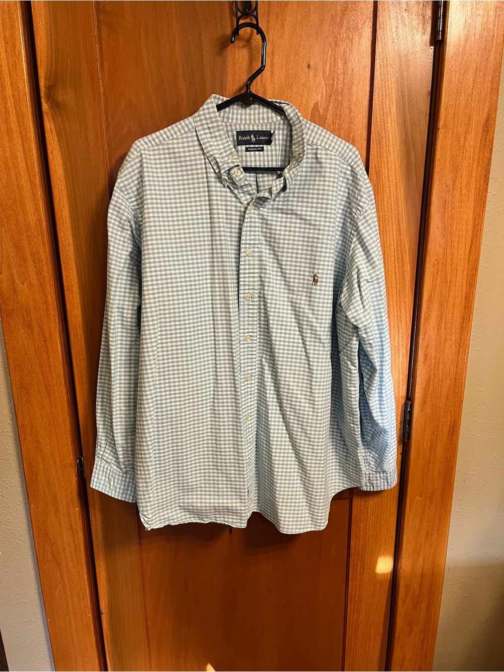 Ralph Lauren Men’s Blue and White Gingham Button-Down Shirt